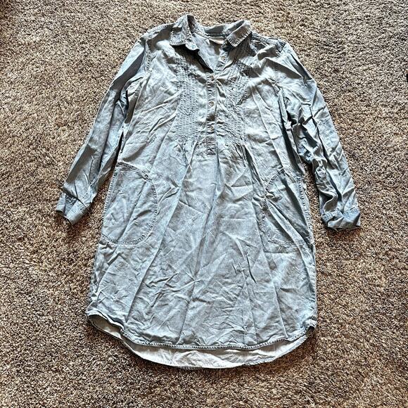 J. JILL Denim Chambray Dress Size M Minimalist Casual Classic Preppy Indie Chic - Picture 1 of 11